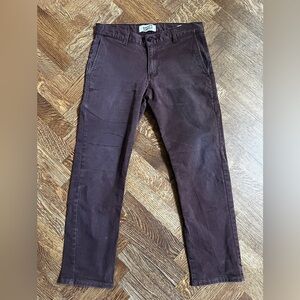 NAKED & FAMOUS DENIM Burgundy Stretch Slim Chino Pants‎ Japanese Flat Front 30